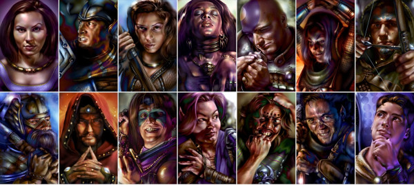 A series of portraits of Baldur's Gate characters.