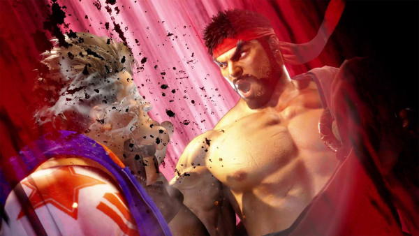 Ryu gives Luke a vicious uppercut from the Shin Shoryuken.