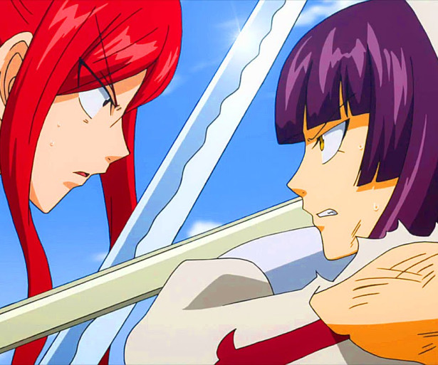 The two swordswomen go head to head! 