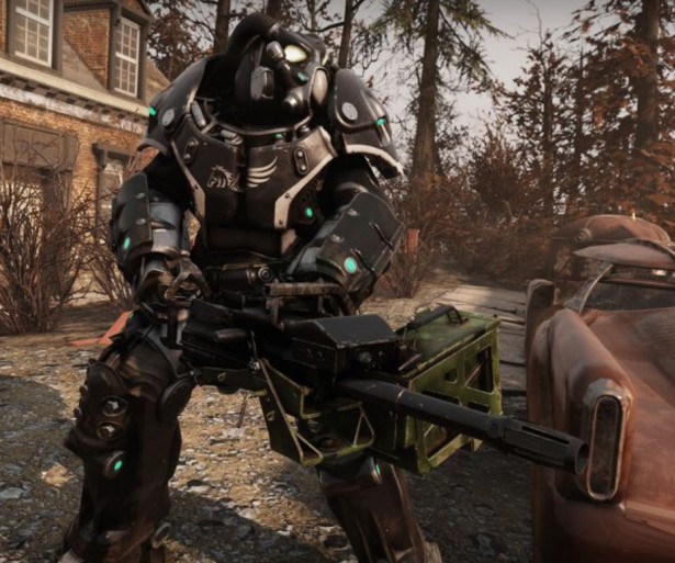 Power armor holding heavy weapon