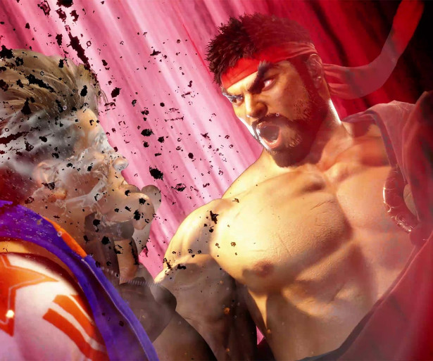 Ryu gives Luke a vicious uppercut from the Shin Shoryuken.