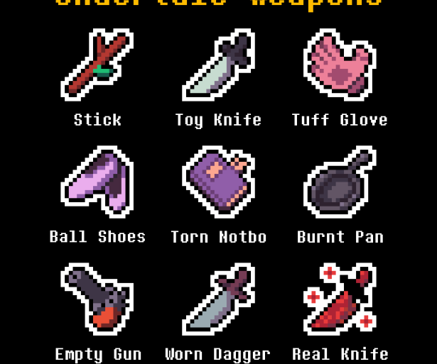 undertale weapons chart